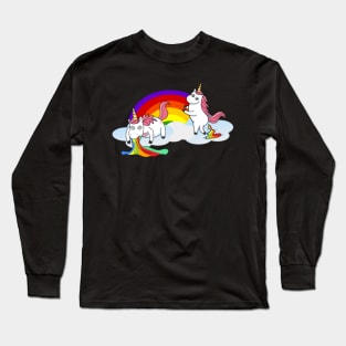 Puking Pooking Unicorn Long Sleeve T-Shirt